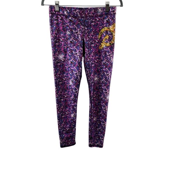 TEREZ x Peloton Purple Sequin Leggings Speckles High Waist Waistband Pull On M - Picture 3 of 10